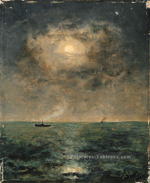 Moonlit paysage marin Alfred Stevens Peintures à l'huile
